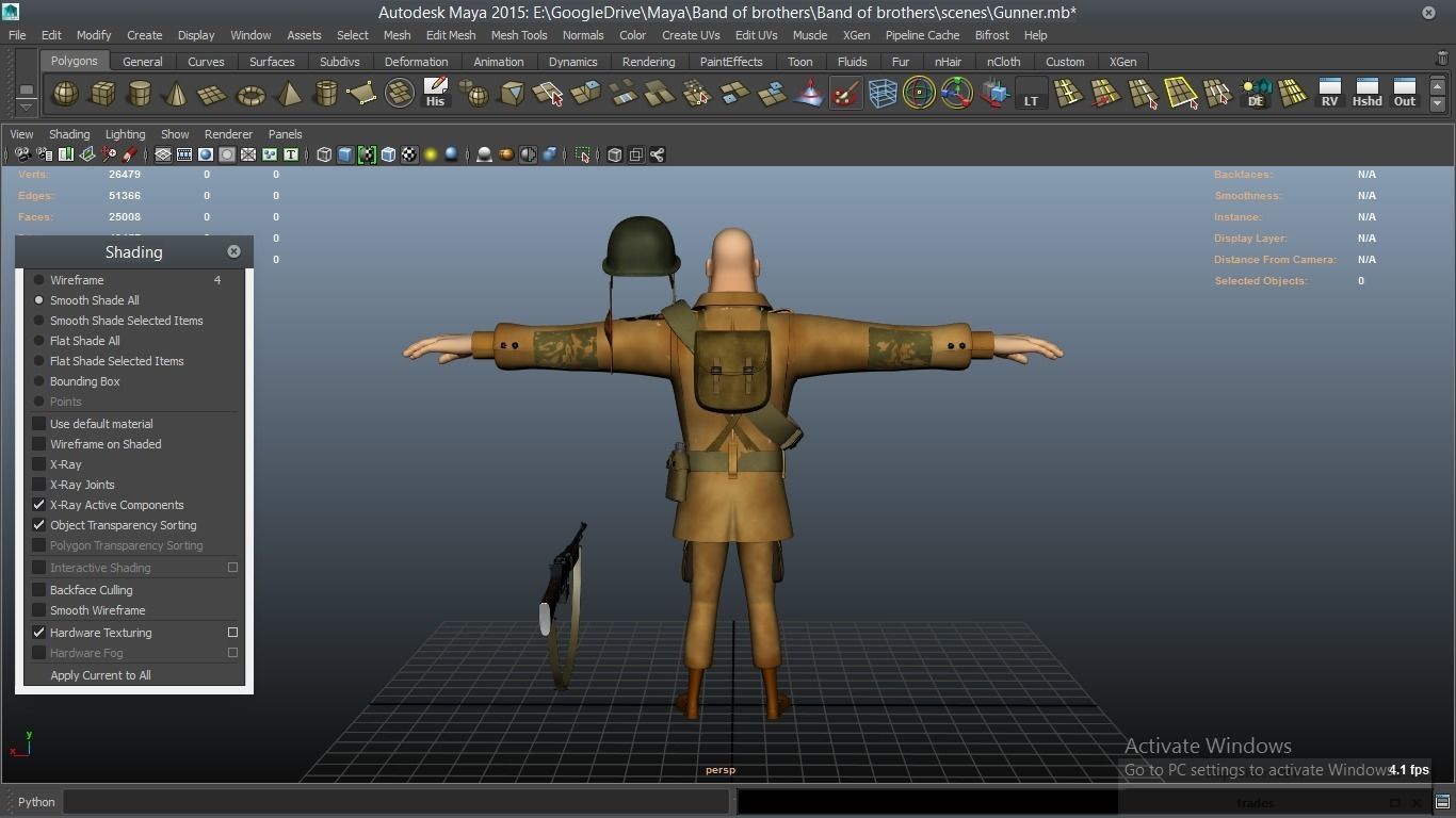 cartoon WW2 Character - Gunner 3D model_5
