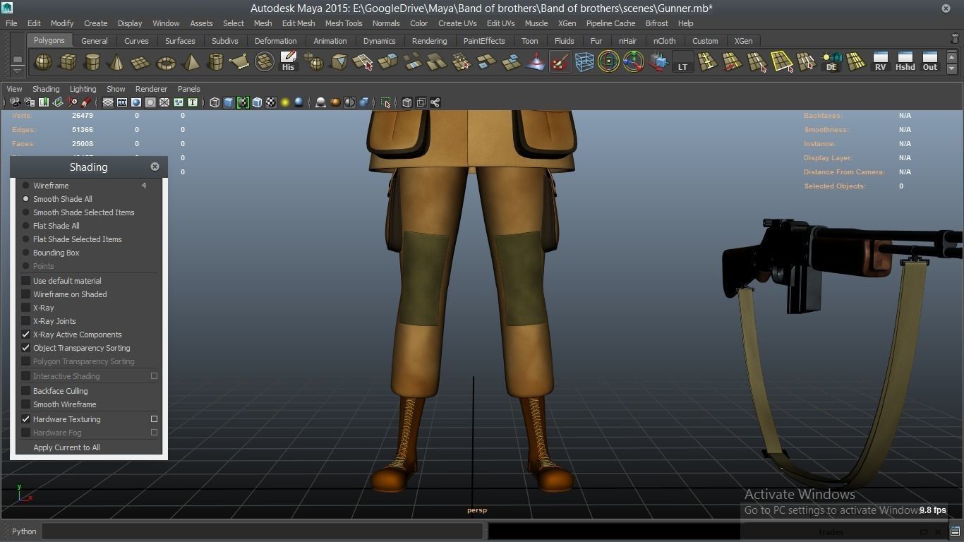 cartoon WW2 Character - Gunner 3D model_27