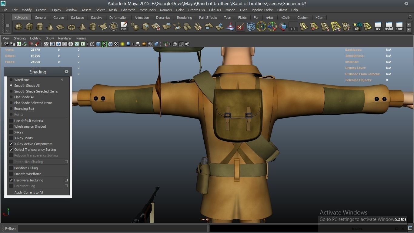 cartoon WW2 Character - Gunner 3D model_25