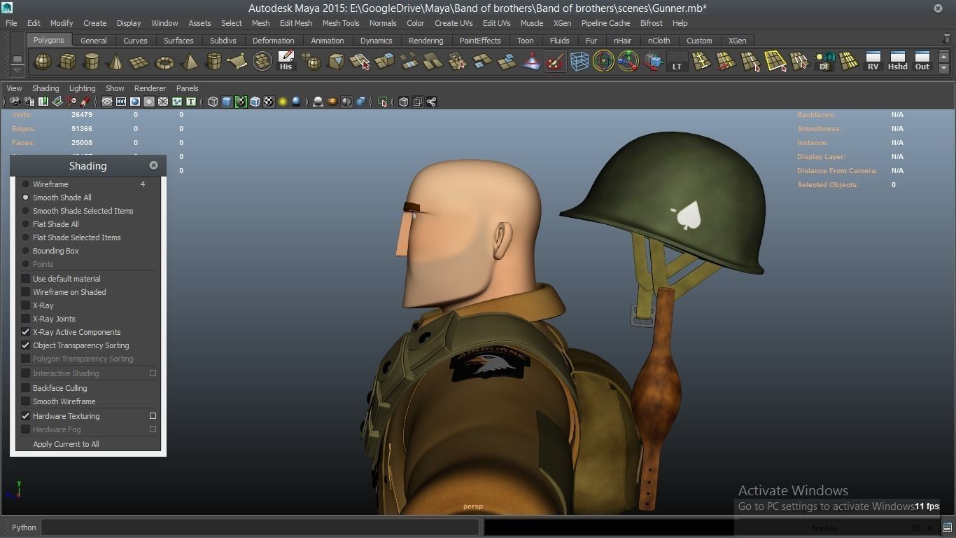cartoon WW2 Character - Gunner 3D model_17