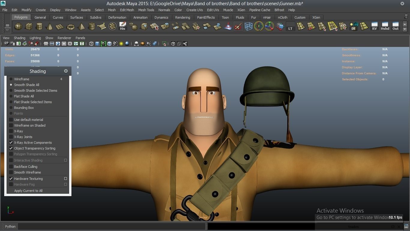 cartoon WW2 Character - Gunner 3D model_15
