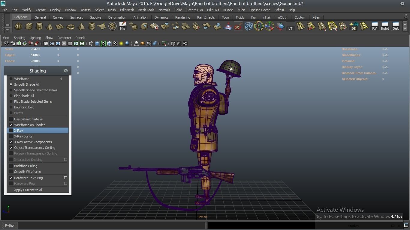 cartoon WW2 Character - Gunner 3D model_4