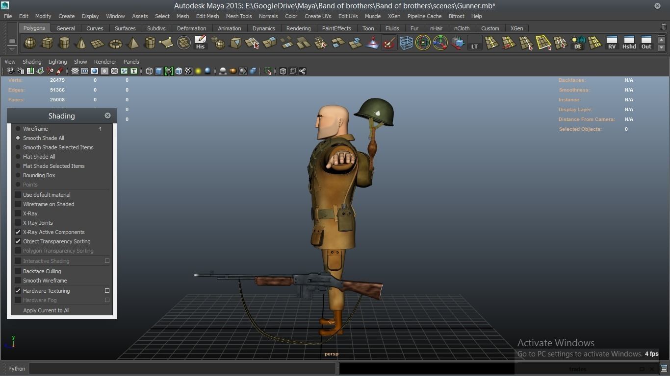 cartoon WW2 Character - Gunner 3D model_3