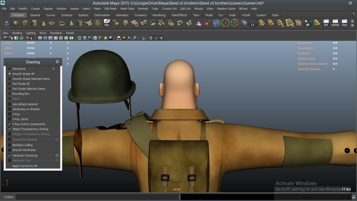 cartoon WW2 Character - Gunner 3D model_19