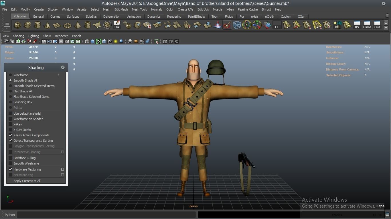 cartoon WW2 Character - Gunner 3D model_1