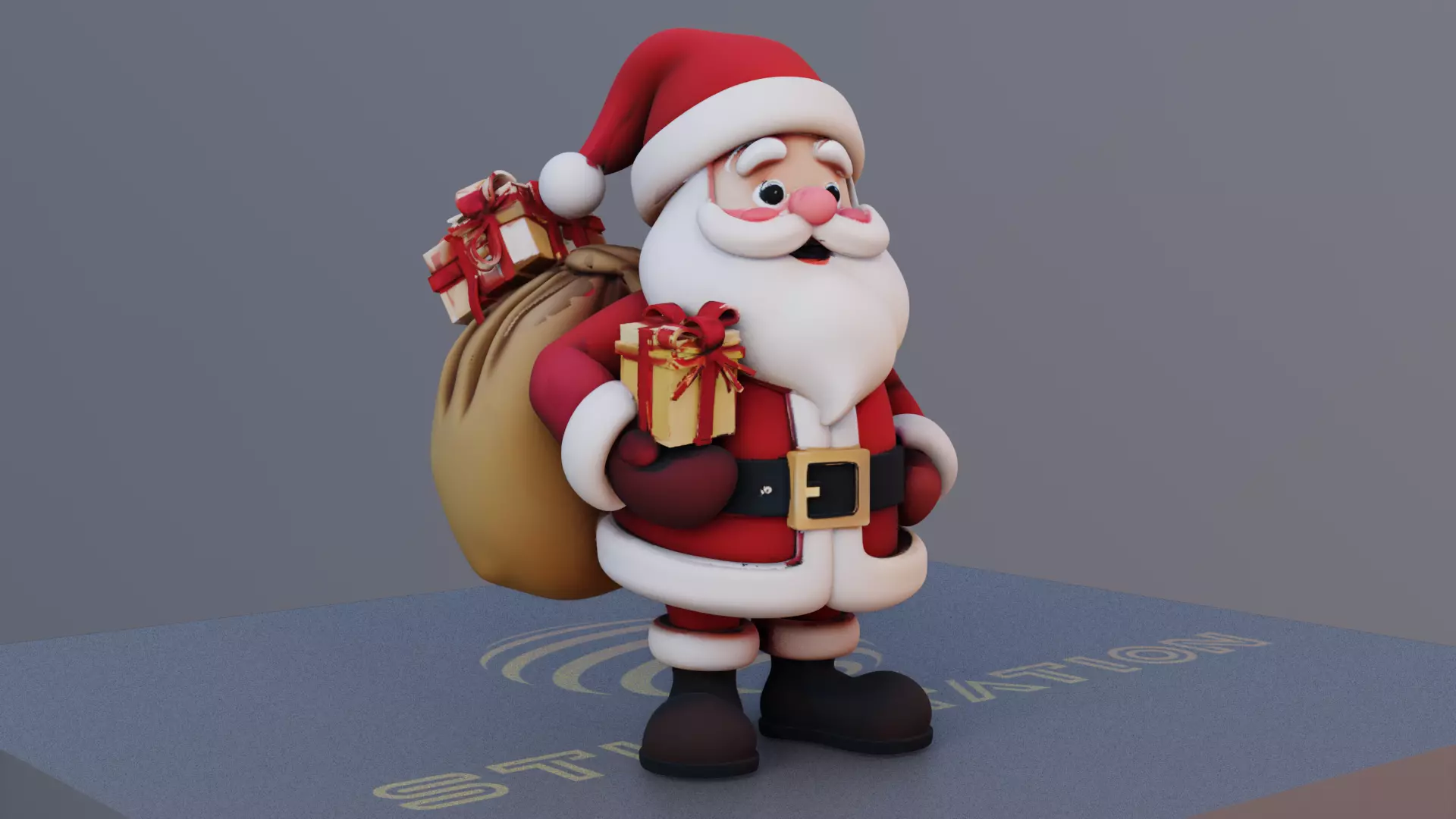 Santa Gift Giver 3D Printable Santa with Present Sack 3D print model_0
