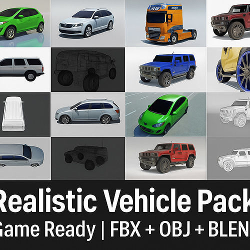 Realistic Vehicle Pack Cars SUV  Truck  Game Ready 3D Models 3D Model Collection