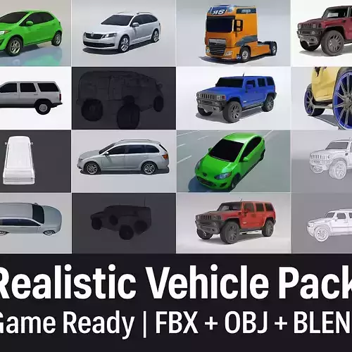 Realistic Vehicle Pack Cars SUV  Truck  Game Ready 3D Models 3D Model Collection