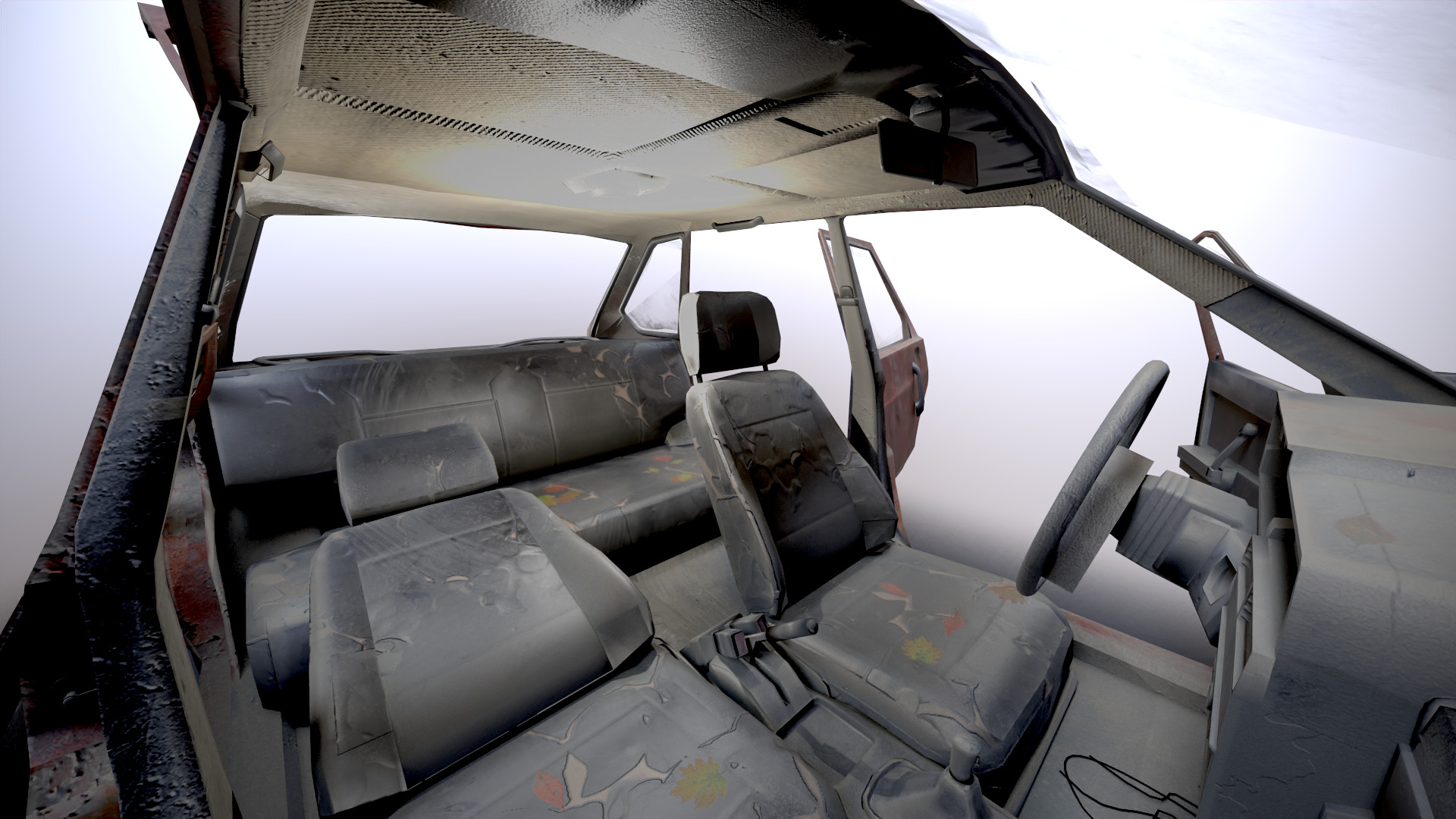 VAZ-2109 Rusted Low-poly 3D model_5