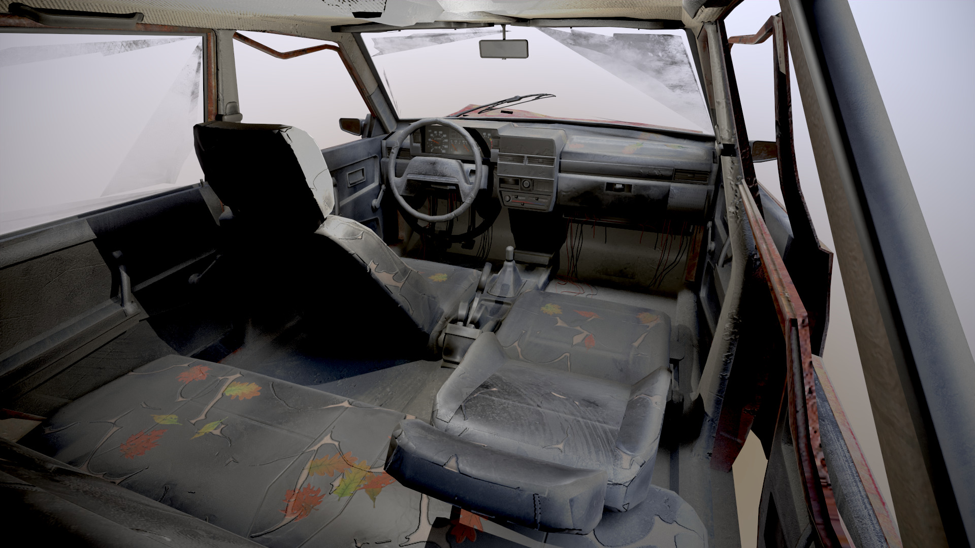 VAZ-2109 Rusted Low-poly 3D model_7