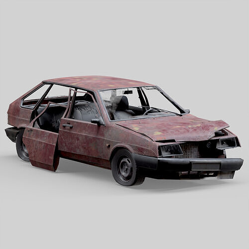 VAZ-2109 Rusted Low-poly 3D model