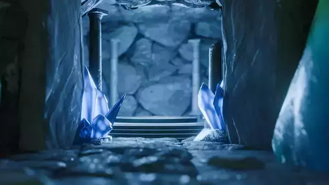 Rune Cave Low Poly Model EEVEE