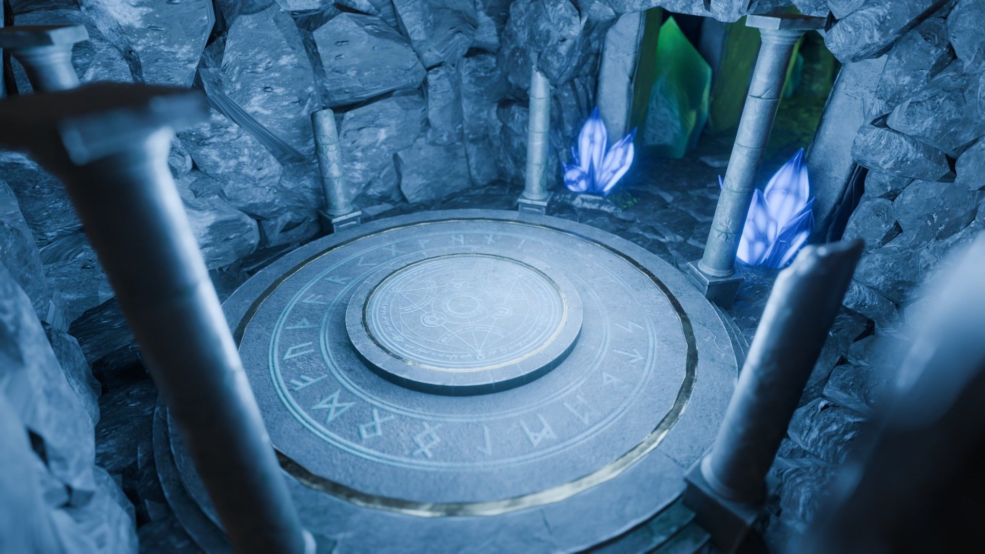 Rune Cave Low Poly Model EEVEE Free low-poly 3D model_2