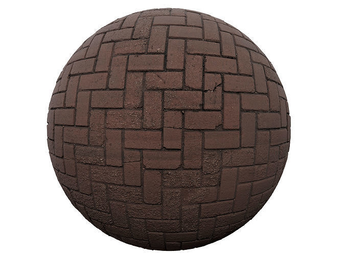 Red brick paving PBR Texture