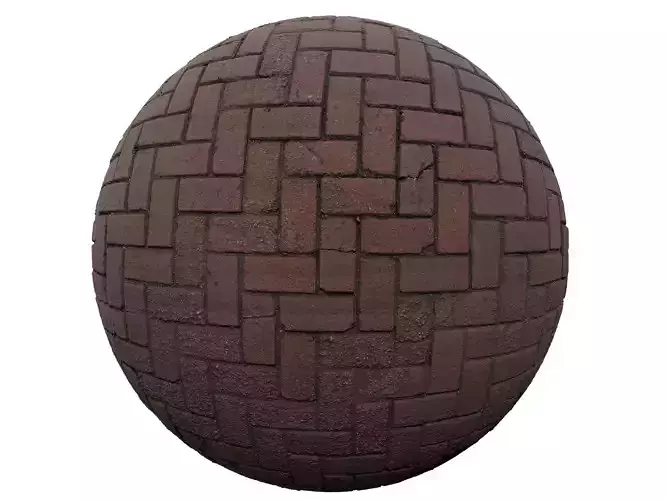 Red brick paving PBR Texture