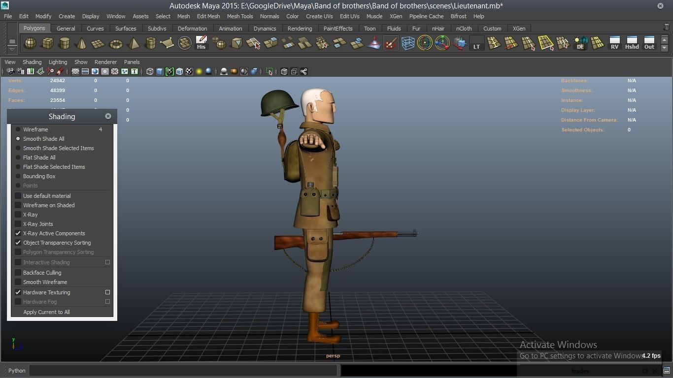 cartoon WW2 Character - Lieutenant 3D model_7
