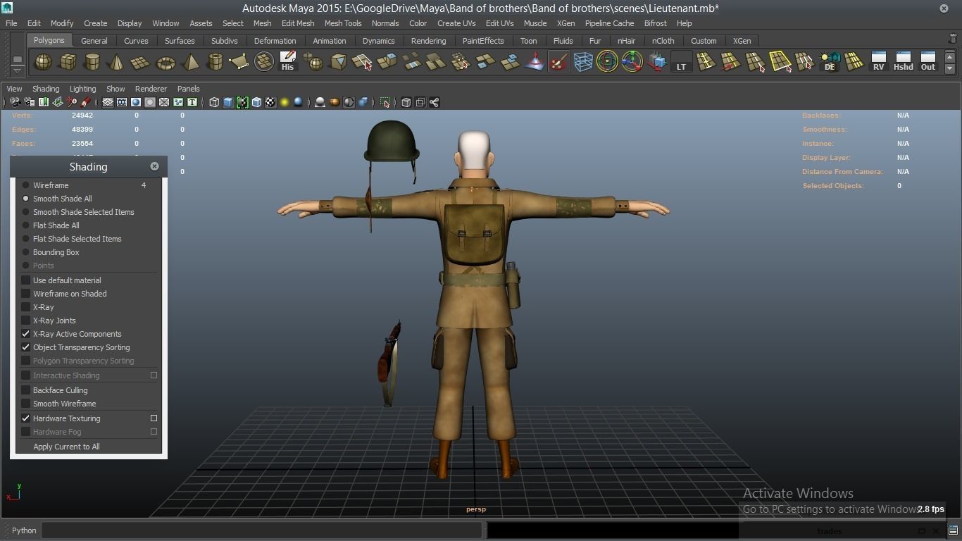 cartoon WW2 Character - Lieutenant 3D model_5