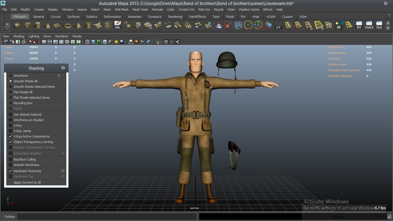 cartoon WW2 Character - Lieutenant 3D model_1