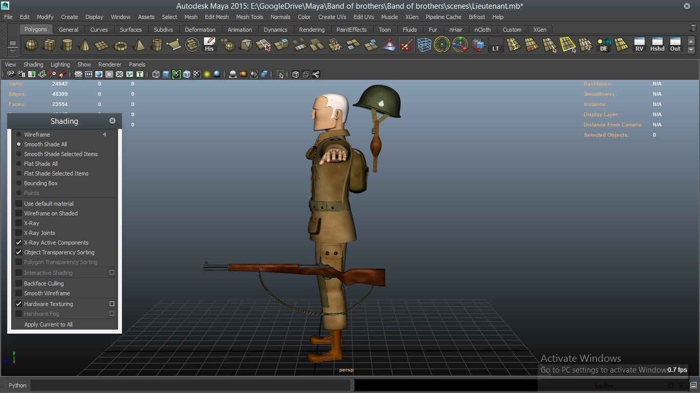 cartoon WW2 Character - Lieutenant 3D model_3