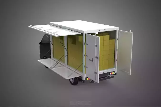 DELIVERY BOX TRUCK PICKUP LOADED BOXES CARGO FREIGHT CUBE VAN