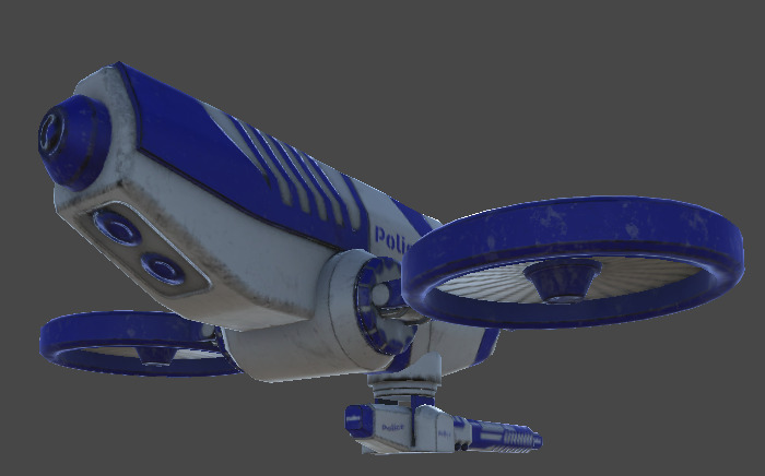 Futuristic Police Drone 03 - Unity Game Ready Asset Low-poly 3D model_3