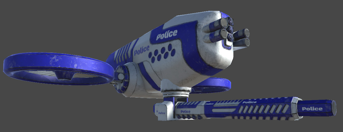 Futuristic Police Drone 03 - Unity Game Ready Asset Low-poly 3D model_2