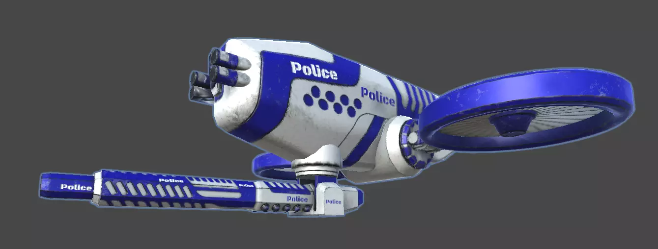 Futuristic Police Drone 03 - Unity Game Ready Asset Low-poly 3D model_0