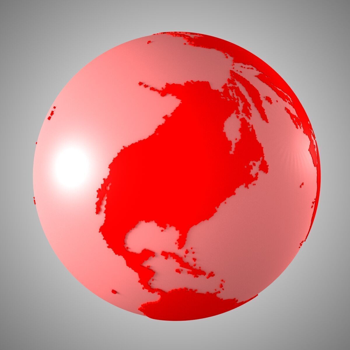 Solid Color Red Globe 3D model_11