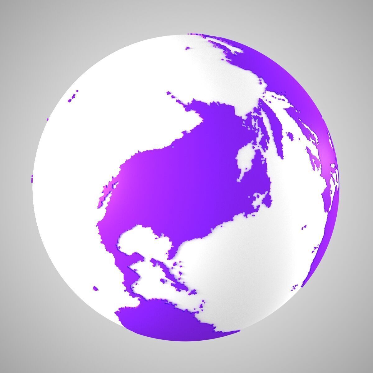 Solid Color Purpal White Globe 3D model_7