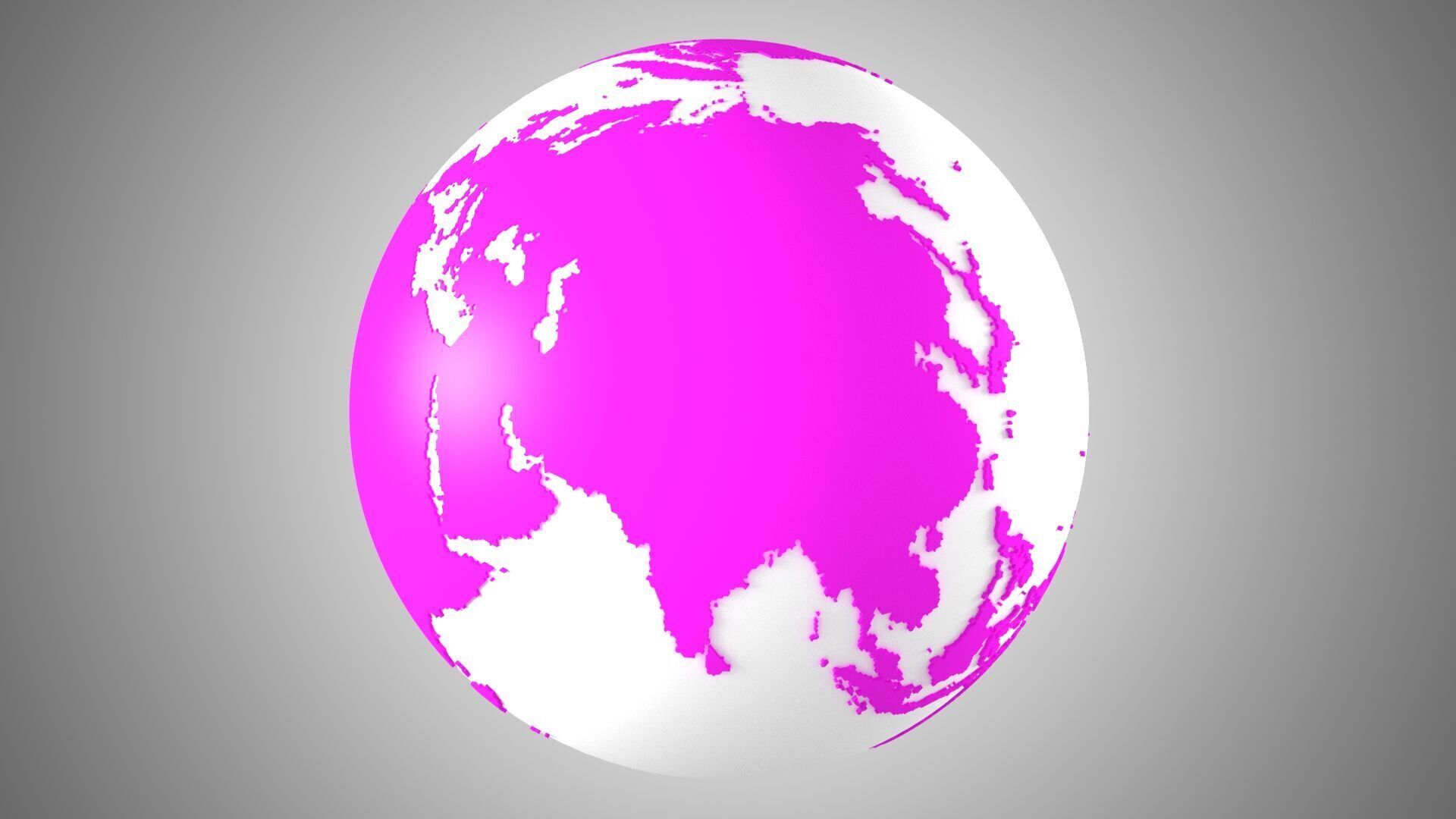 Solid Color Pink White Globe 3D model_4