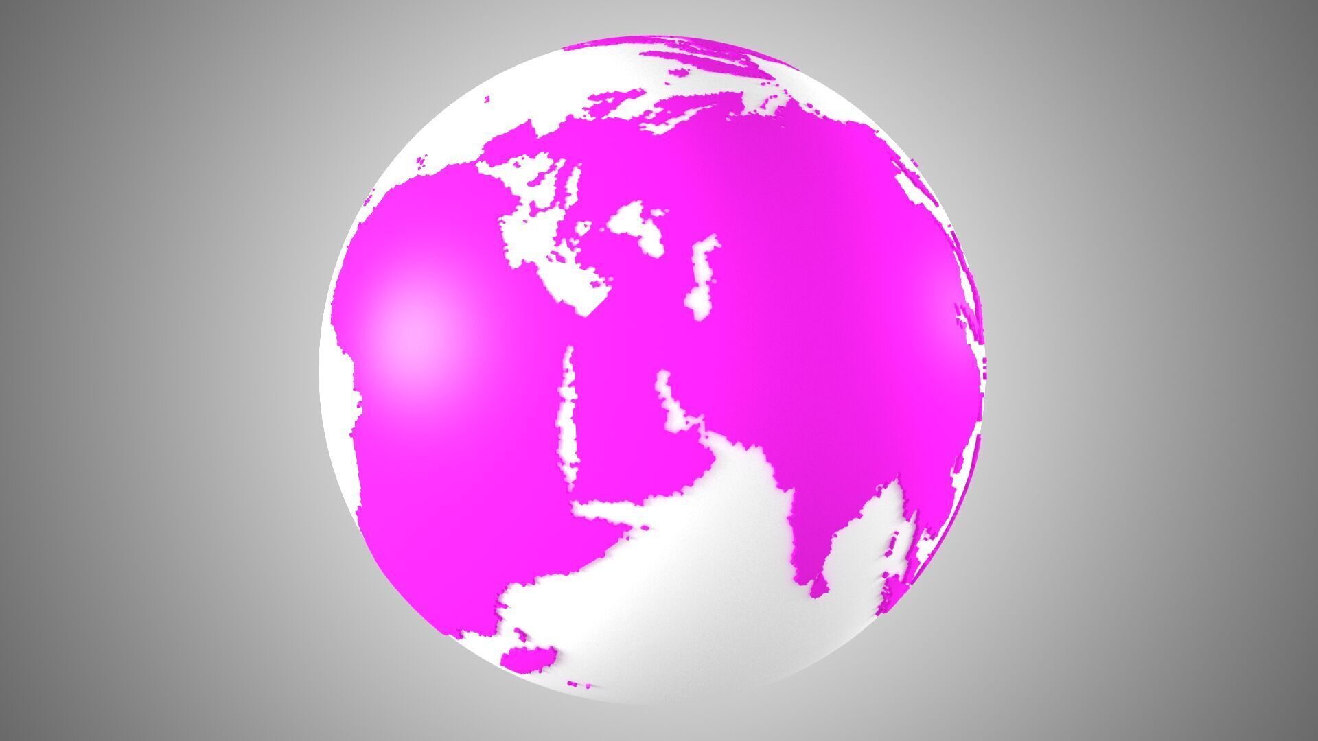Solid Color Pink White Globe 3D model_3