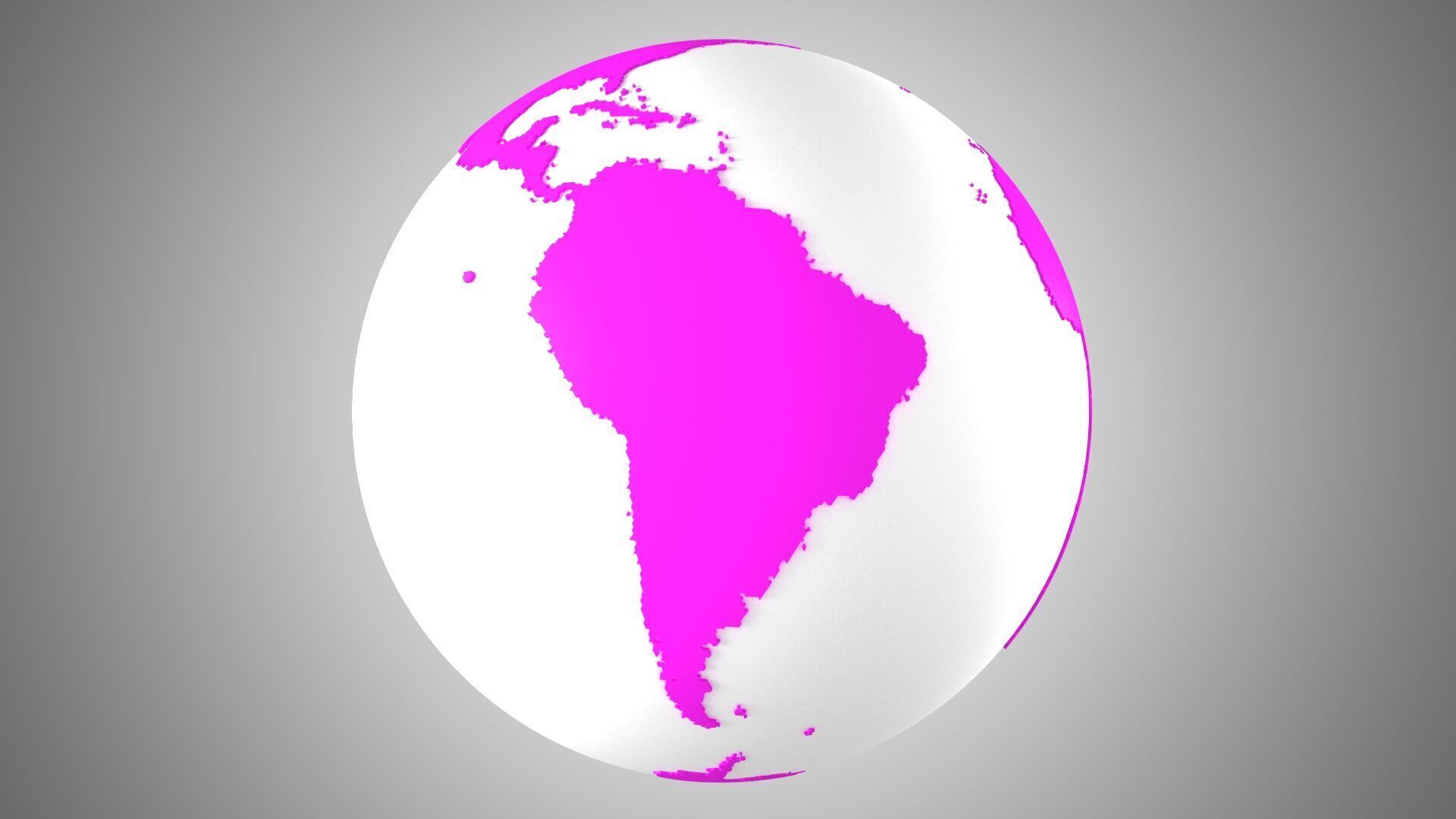 Solid Color Pink White Globe 3D model_1