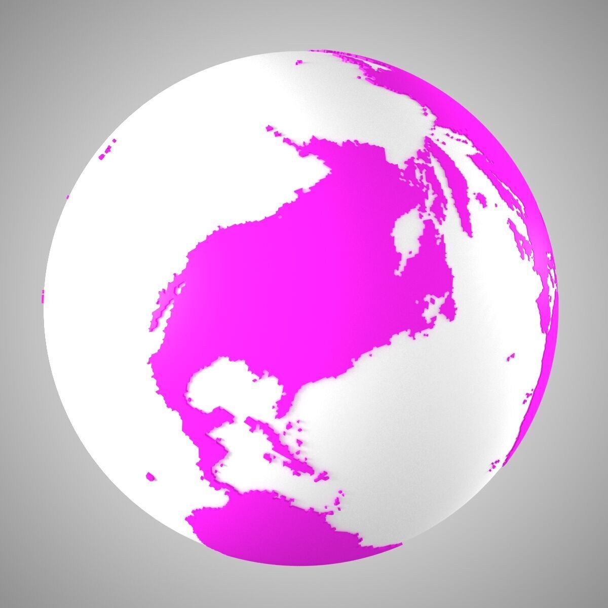 Solid Color Pink White Globe 3D model_7