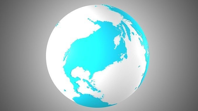 Solid Color Light Blue White Globe 3D model