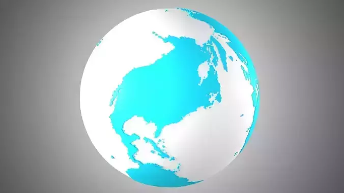 Solid Color Light Blue White Globe 3D model