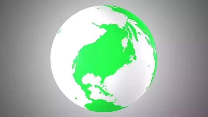 Solid Color Green White Globe 3D model