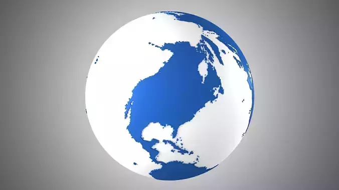 Solid Color Darker Blue White Globe 3D model