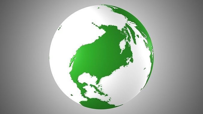 Solid Color Dark Green White Globe 3D model