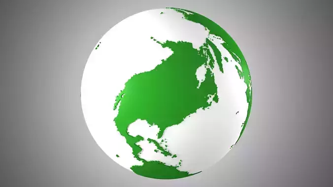 Solid Color Dark Green White Globe 3D model