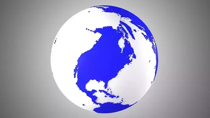 Solid Color Dark Blue White Globe 3D model
