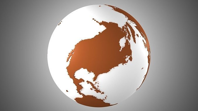 Solid Color Brown White Globe 3D model
