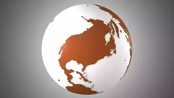 Solid Color Brown White Globe 3D model