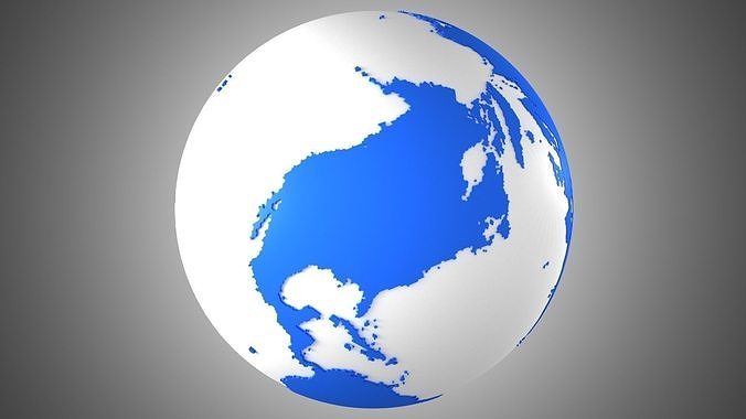 Solid Color Blue White Globe 3D model