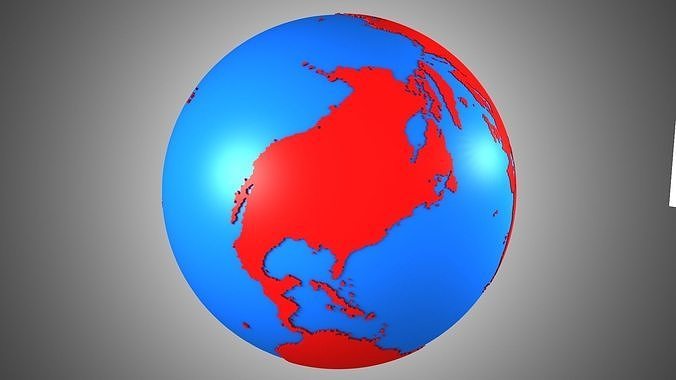 Solid Color Blue Red Globe 3D model