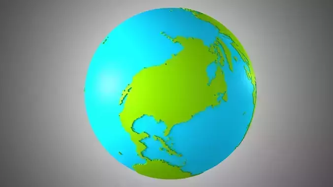 Solid Color Blue Lime Globe 3D model