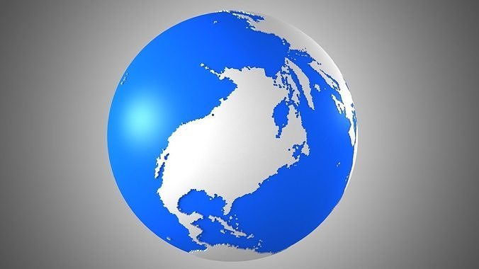 Solid Color Blue Grey Globe 3D model