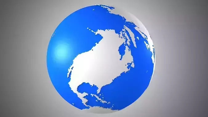 Solid Color Blue Grey Globe 3D model