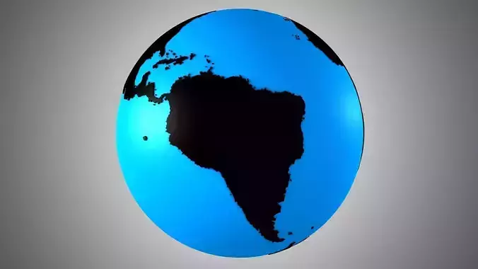 Solid Color Blue Black Globe 3D model