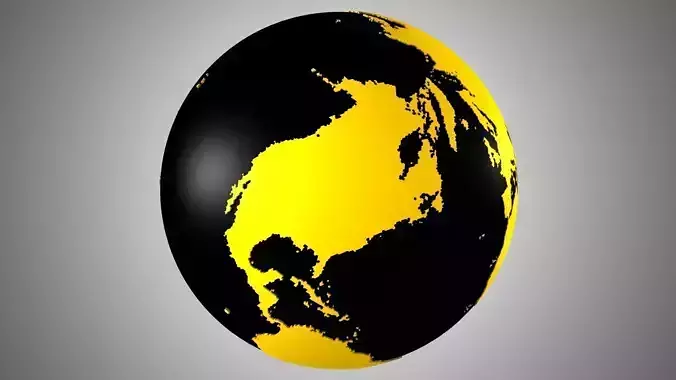 Solid Color Black Yellow Globe 3D model
