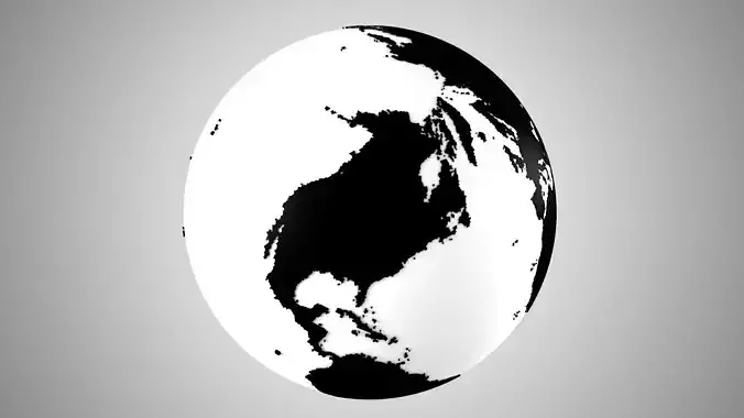 Solid Color Black White Globe 3D model